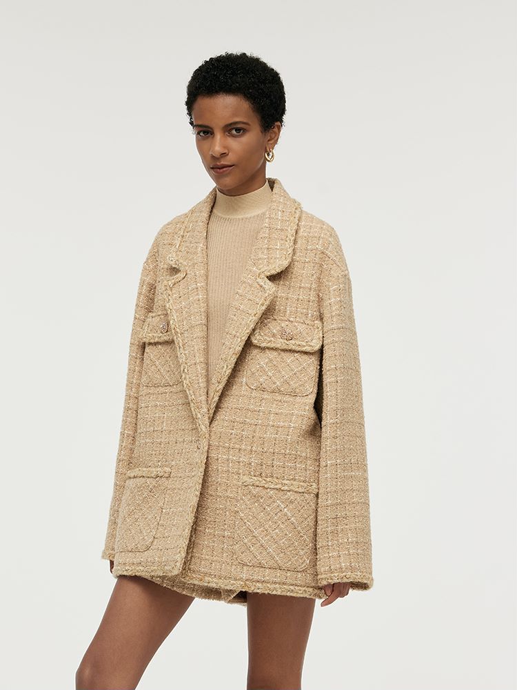 Wool Blend Tweed Women Crop Jacket GOELIA