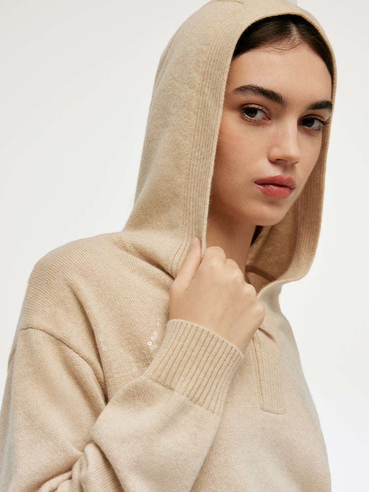 Cashmere Women Knit Hoodie GOELIA