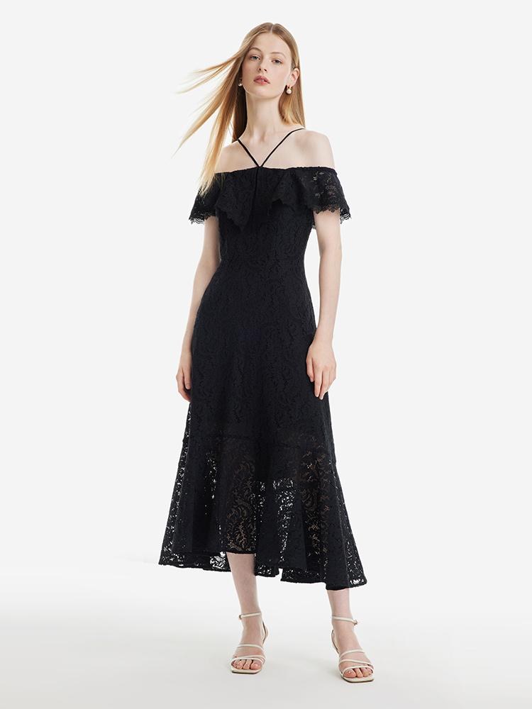 Hollow Lace Midi Dress GOELIA