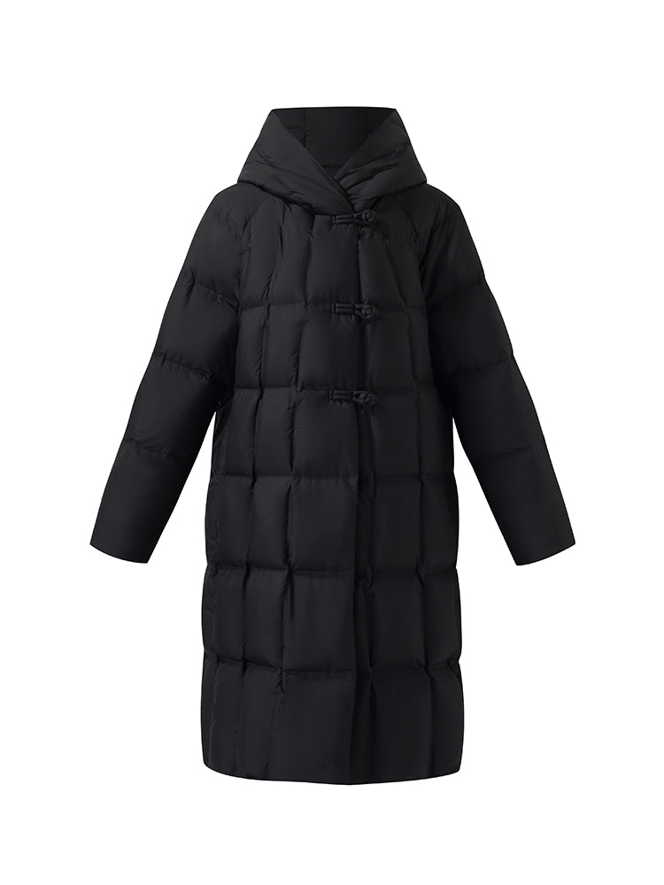 New Chinese-Style Button Hooded Goose Down Coat GOELIA