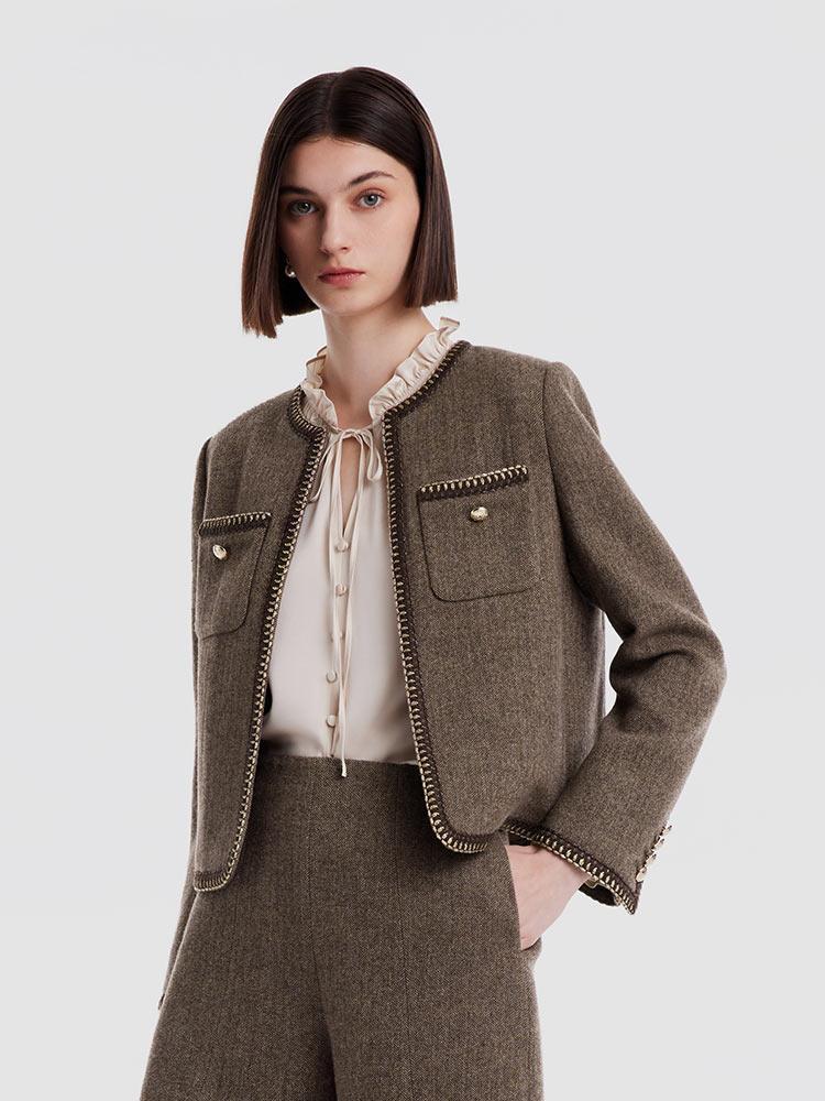 Retro Brown Washable Woolen Jacket – GOELIA