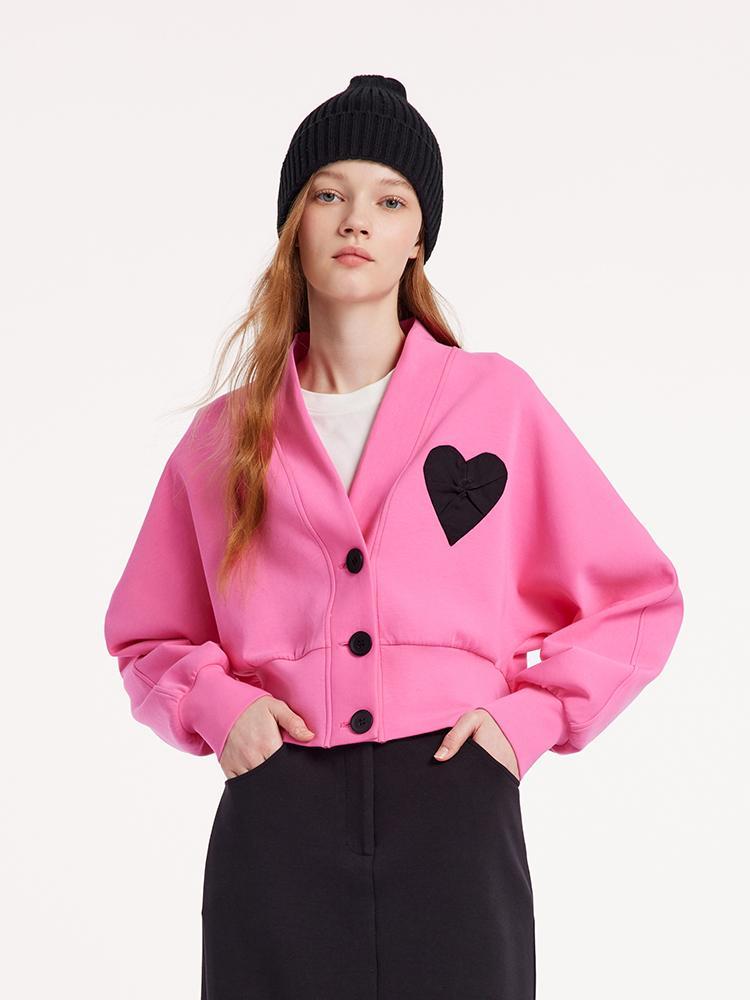 Pink Air Layer Heart Crop Jacket GOELIA