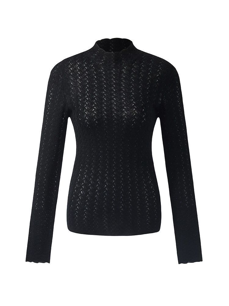 Machine Washable Wool Women Long Sleeve Top GOELIA