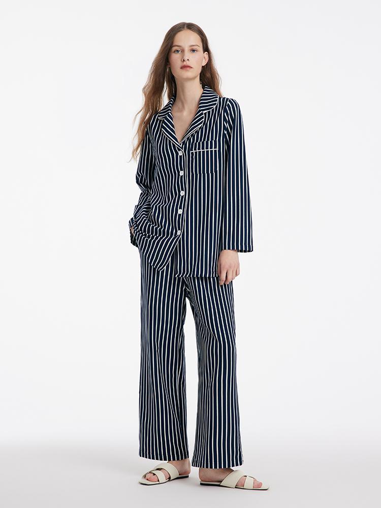 Long Sleeves And Pants Striped Pajamas Two-Piece Set GOELIA