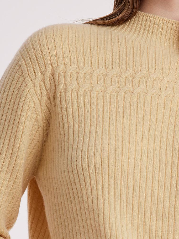 Wool Sequins Mock Neck Sweater GOELIA