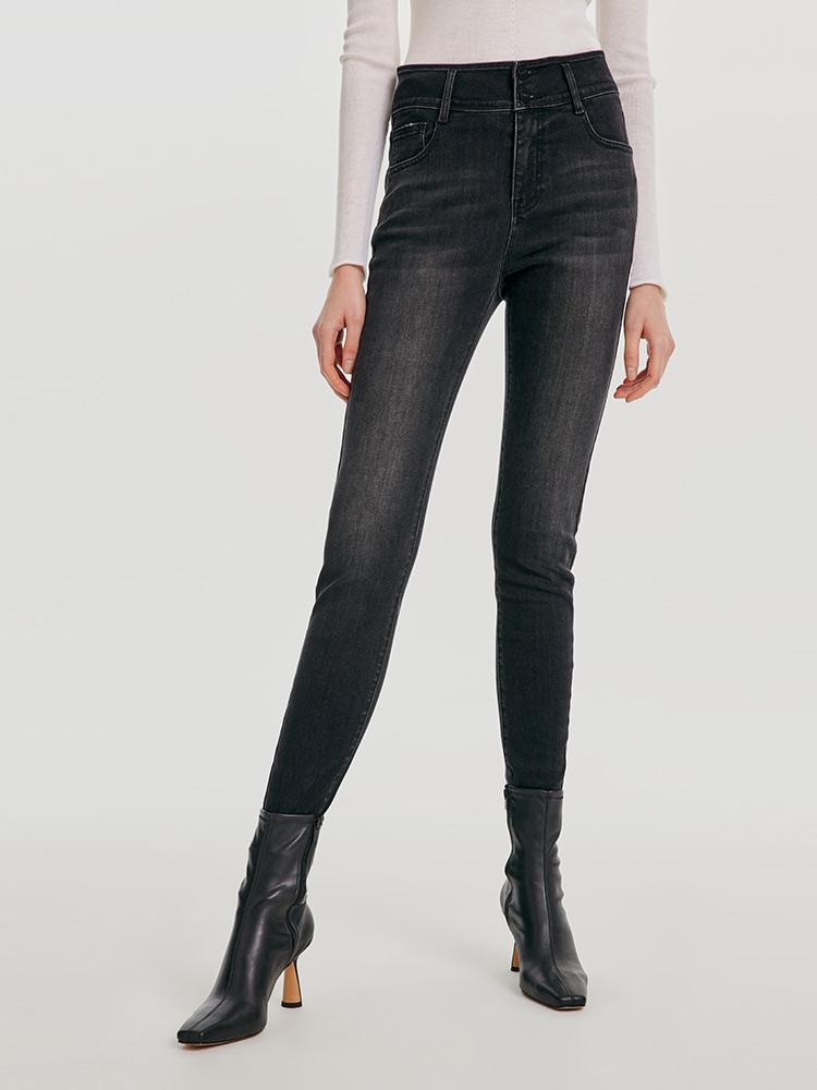 High Waisted Stretch Denim Leggings GOELIA