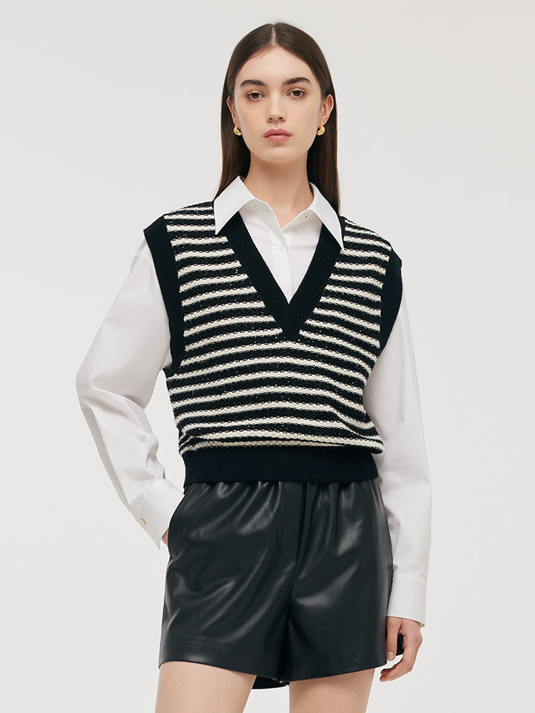 Black And White Stripe Women Sweater GOELIA