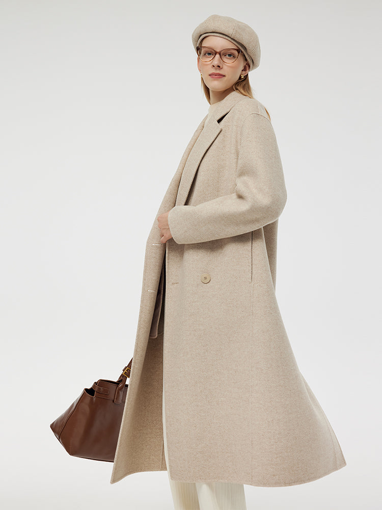 Wool Cashmere Herringbone Women Coat GOELIA