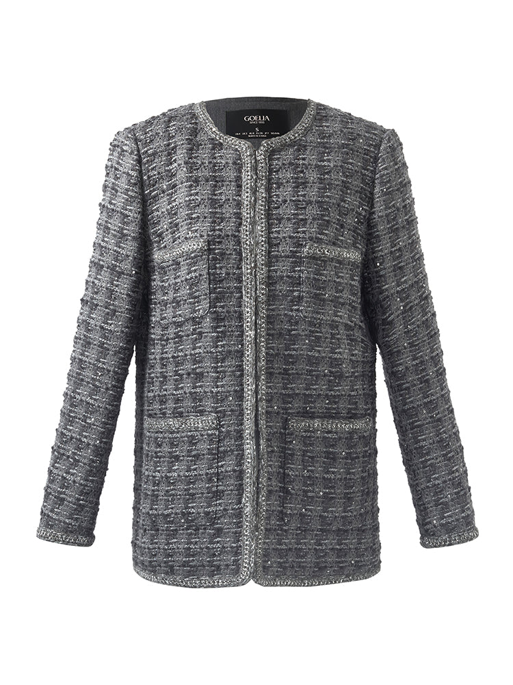 Wool Sequins Tweed Women Jacket GOELIA