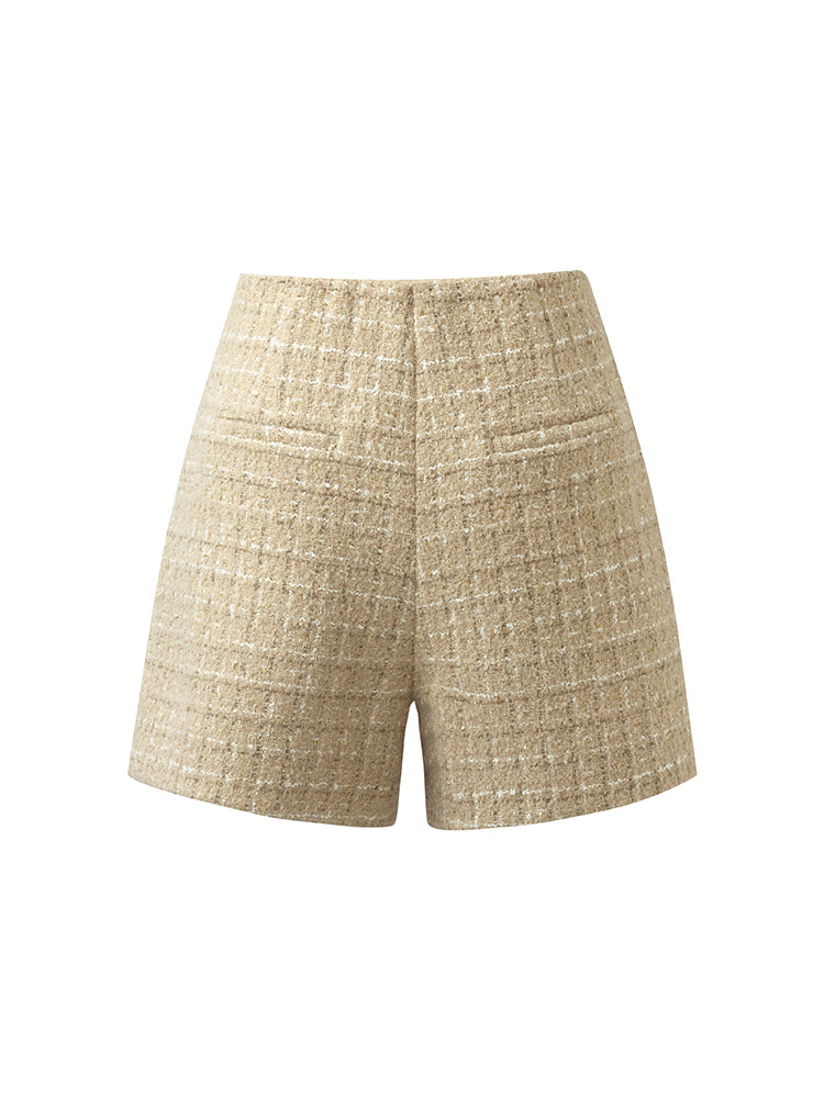 Wool Blend Tweed A-Line Women Shorts GOELIA