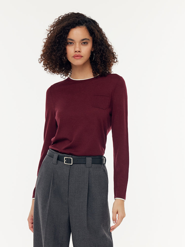 Pure Wool Women Long Sleeve Top GOELIA