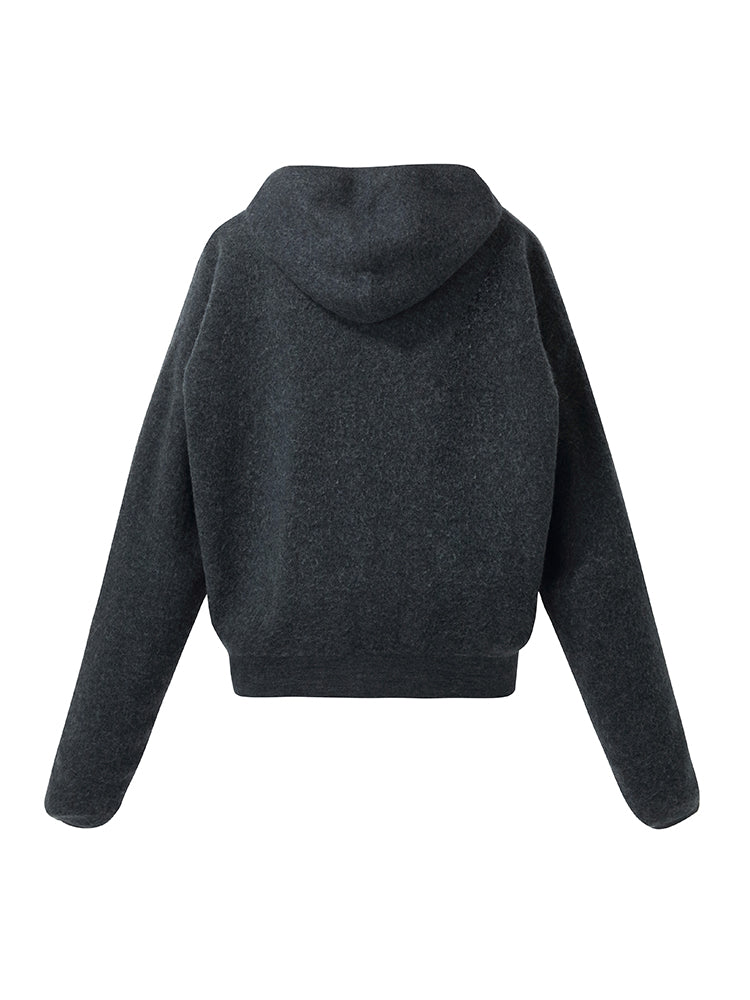 Brushed Wool Zip-Up Women Hoodie GOELIA