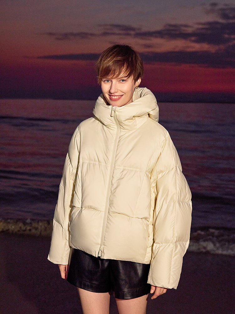 Cropped Hooded Goose Down Jacket GOELIA