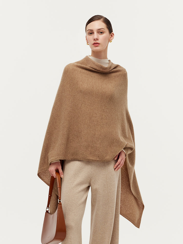 100% Cashmere Pullover Poncho Sweater GOELIA