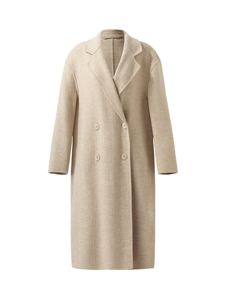 Wool Cashmere Herringbone Women Coat GOELIA