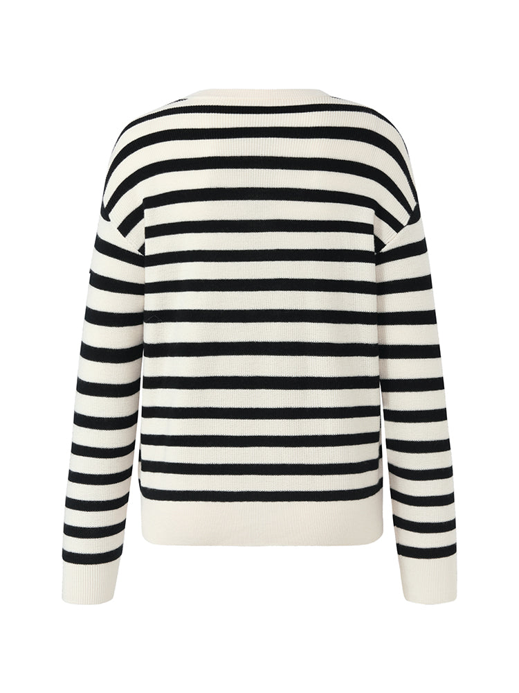 Machine Washable Wool Stripe Women Sweater GOELIA