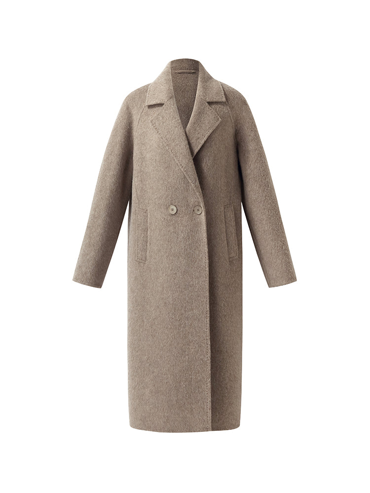 Wool Alpaca Lapel Women Coat GOELIA