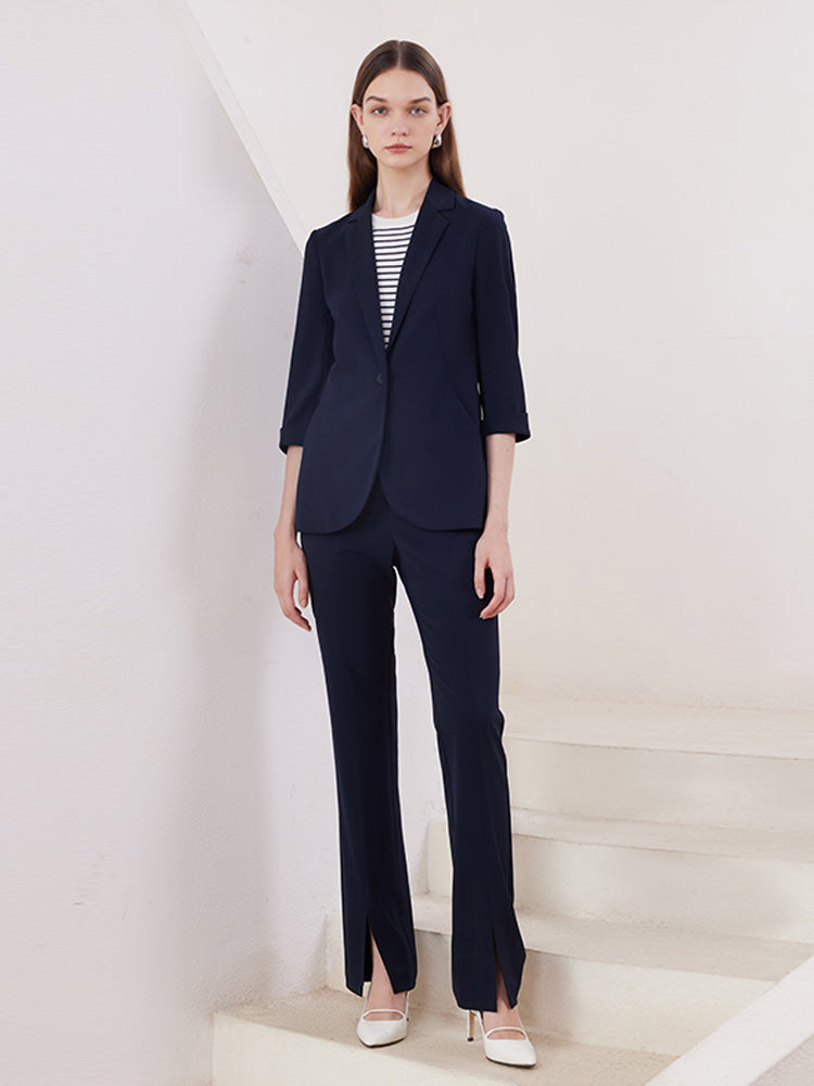 Minimalist Gathered Waist Blazer GOELIA