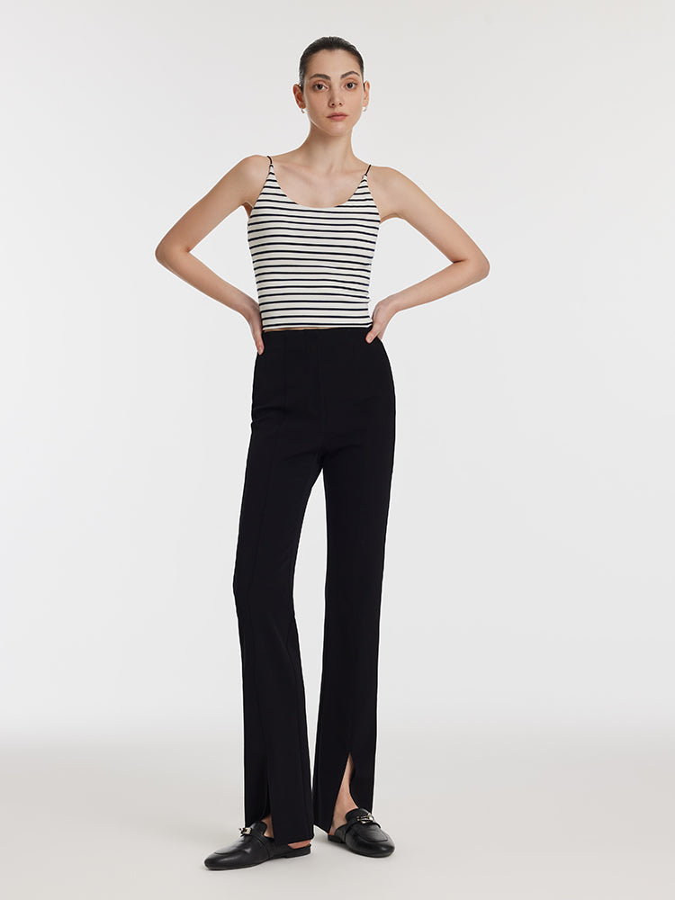 Acetate Stretchy Slit Micro-Flared Women Pants – GOELIA