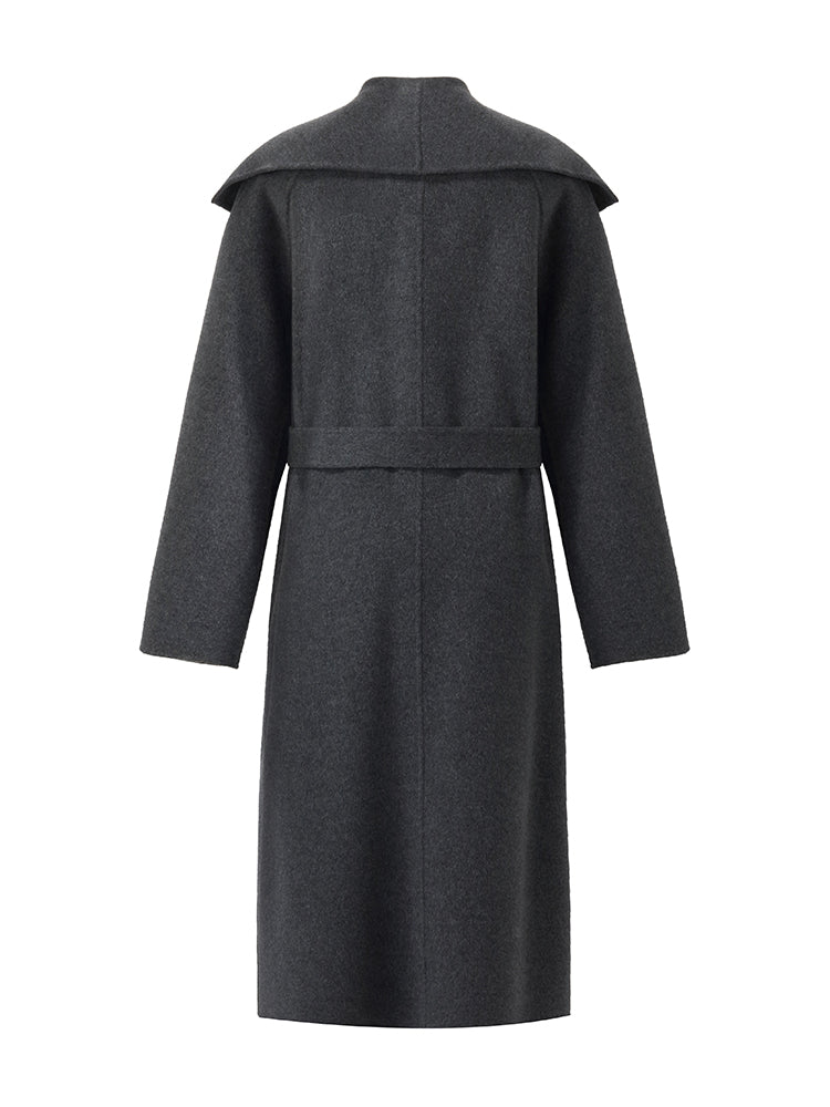 Wool Wide Lapel Women Overcoat GOELIA