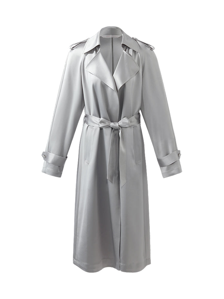 Acetate Women Trench Coat With Belt GOELIA