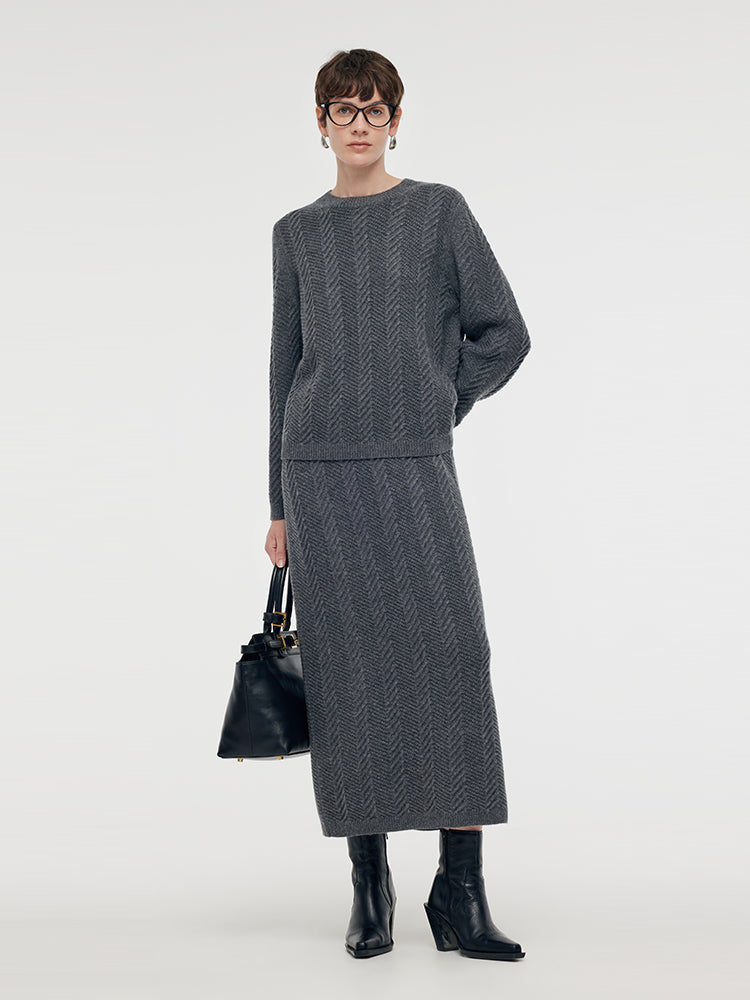 Wool Blend Sweater And Skirt Two-Piece Set GOELIA