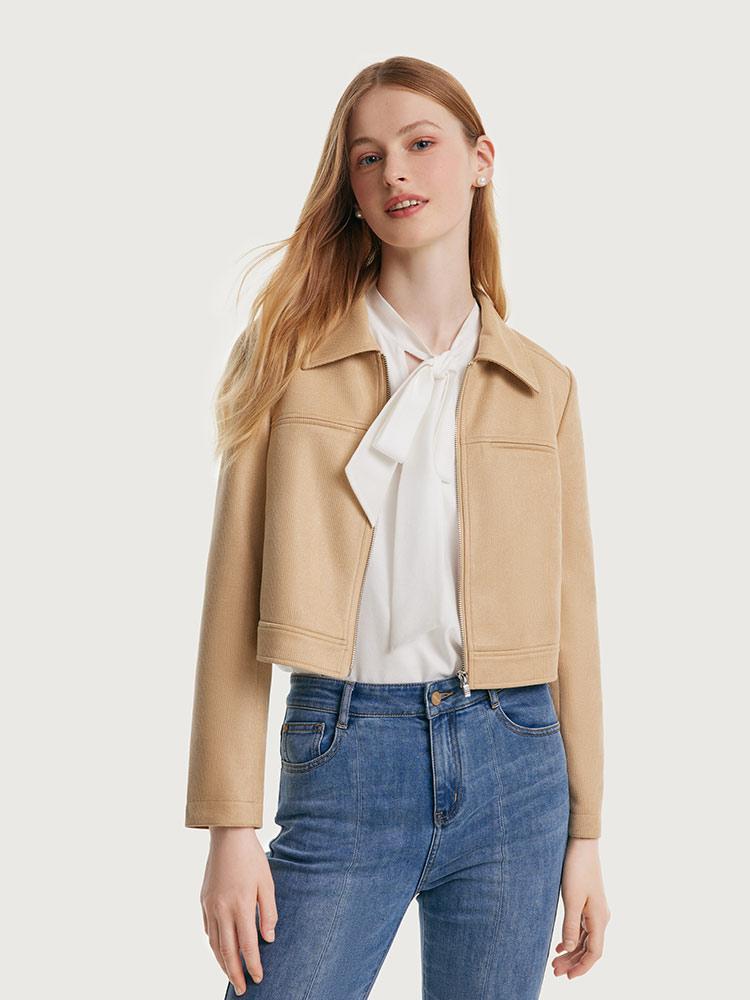 Short Faux Suede Jacket GOELIA