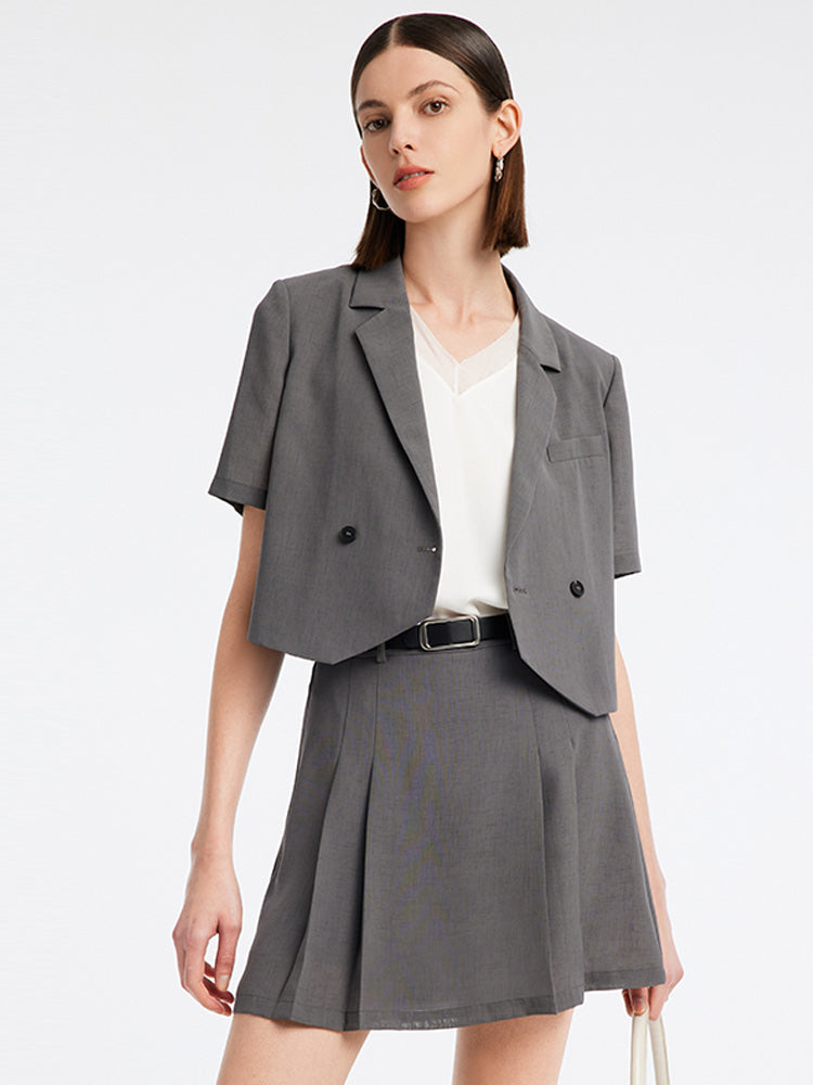 Two-Piece Suit Crop Blazer And Skort GOELIA