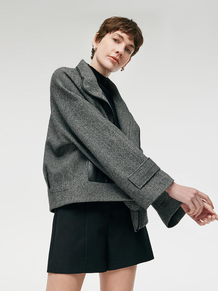 Washable Wool Women Boxy Coat GOELIA