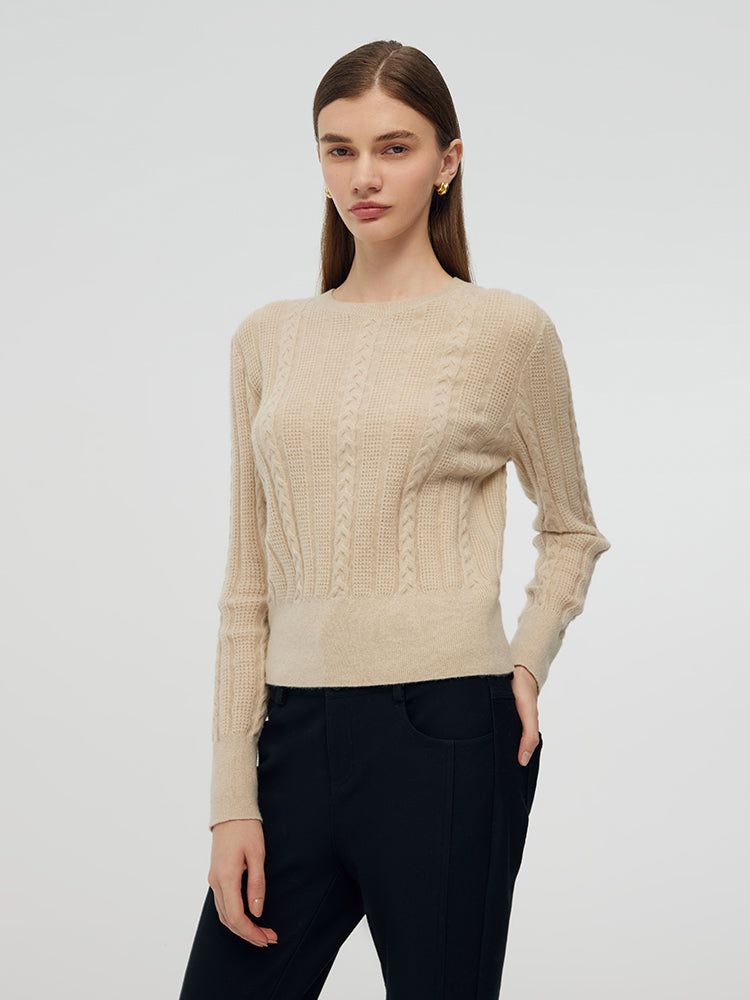 Cashmere Cable Knit Women Sweater GOELIA