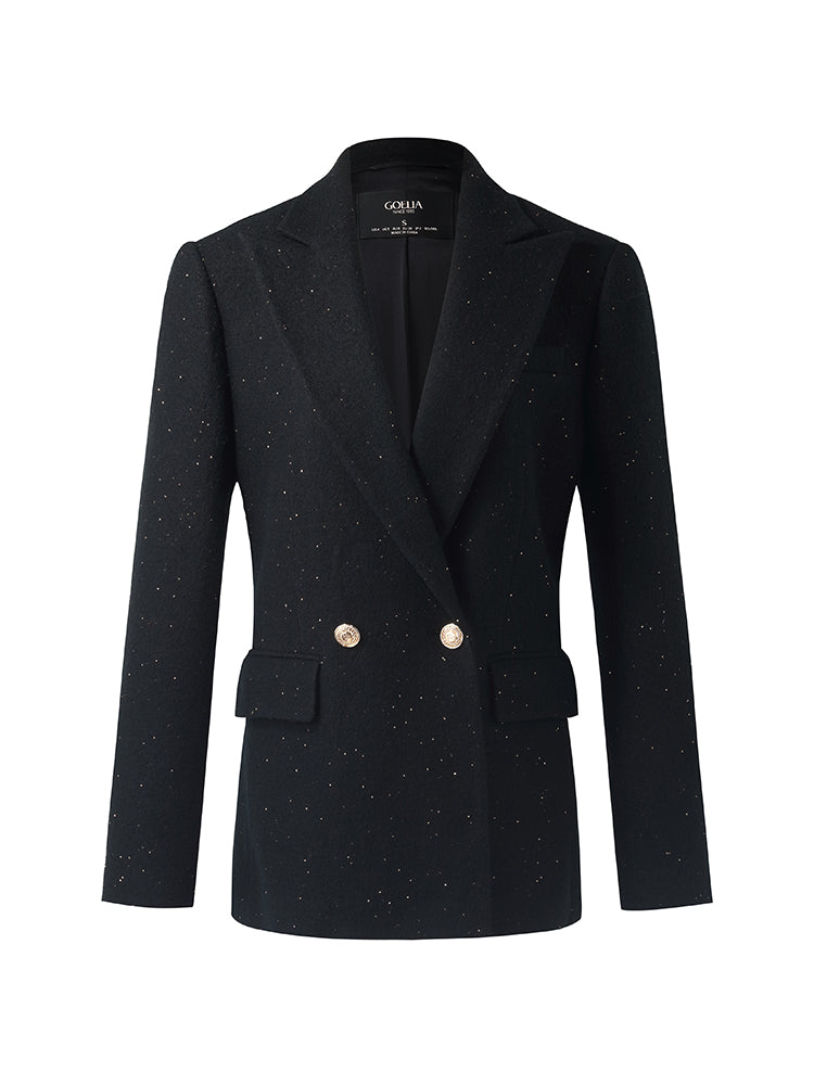 Wool Blend Knitted Sequins Women Blazer GOELIA