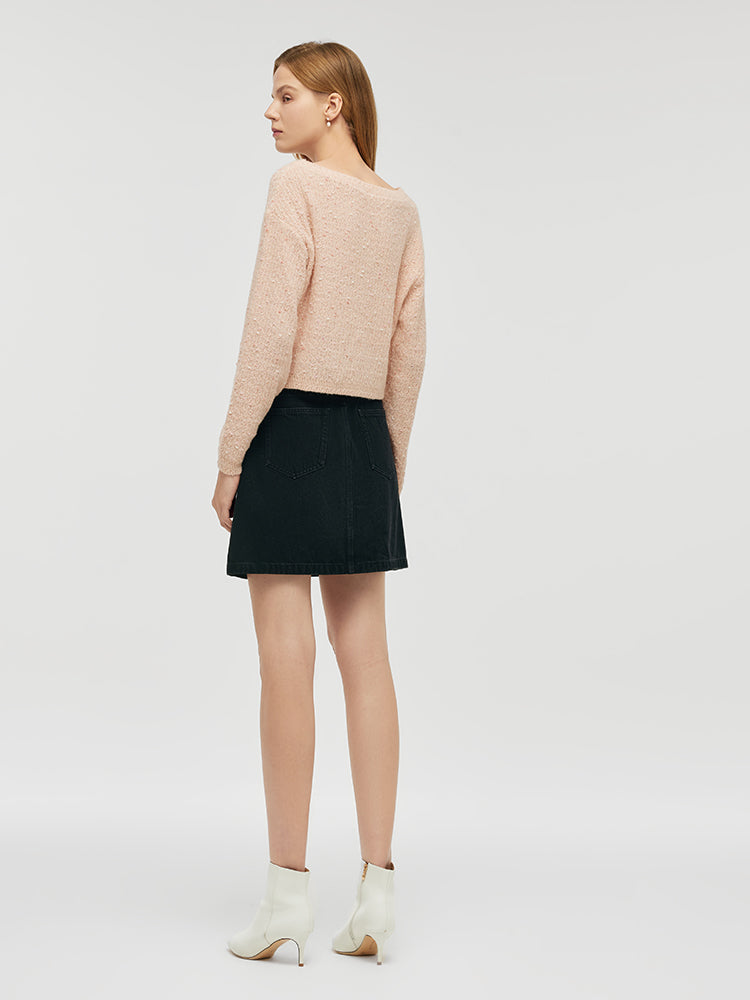 Mohair Slash Neck Women Sweater GOELIA