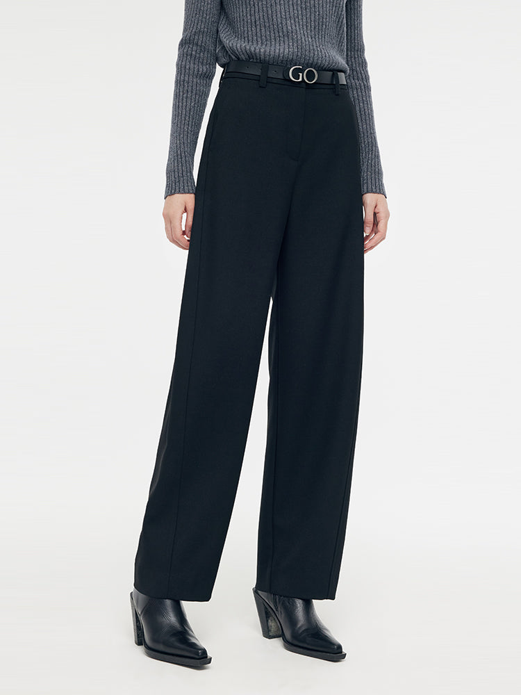 Wool Blend Women Full Length Pants GOELIA