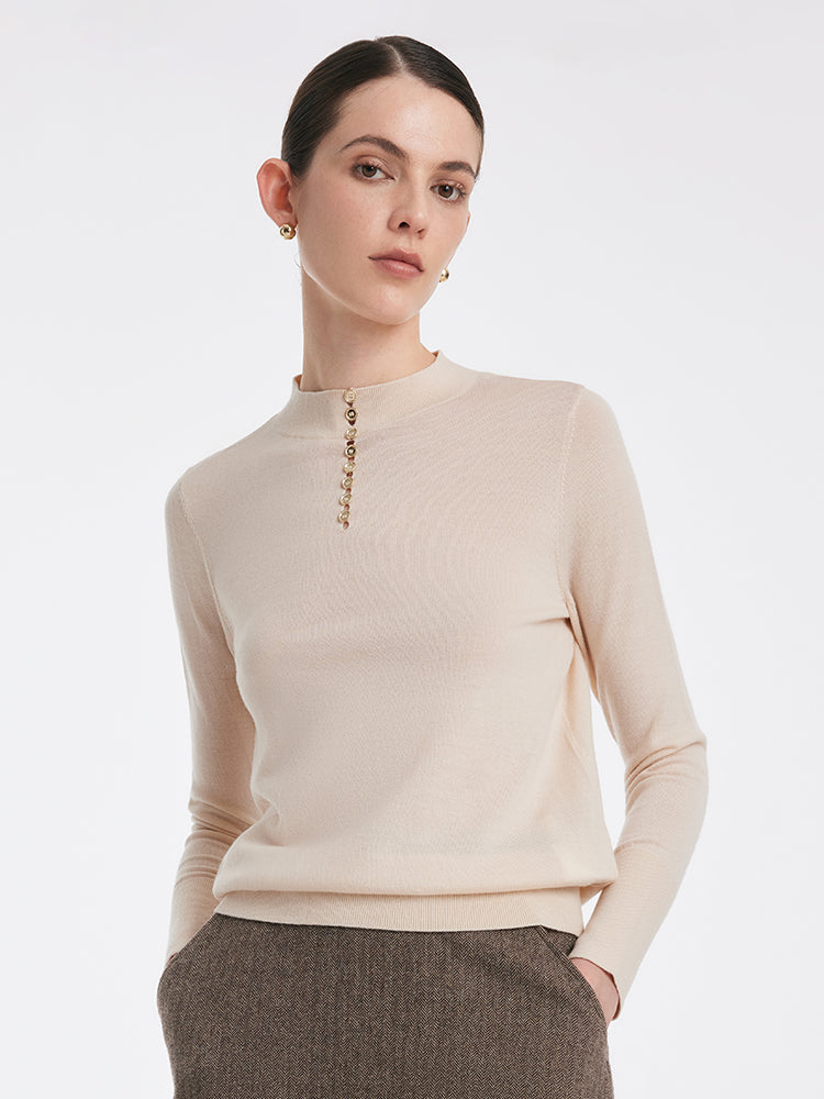 Mid-Collar Woolen Slim Women Sweater GOELIA