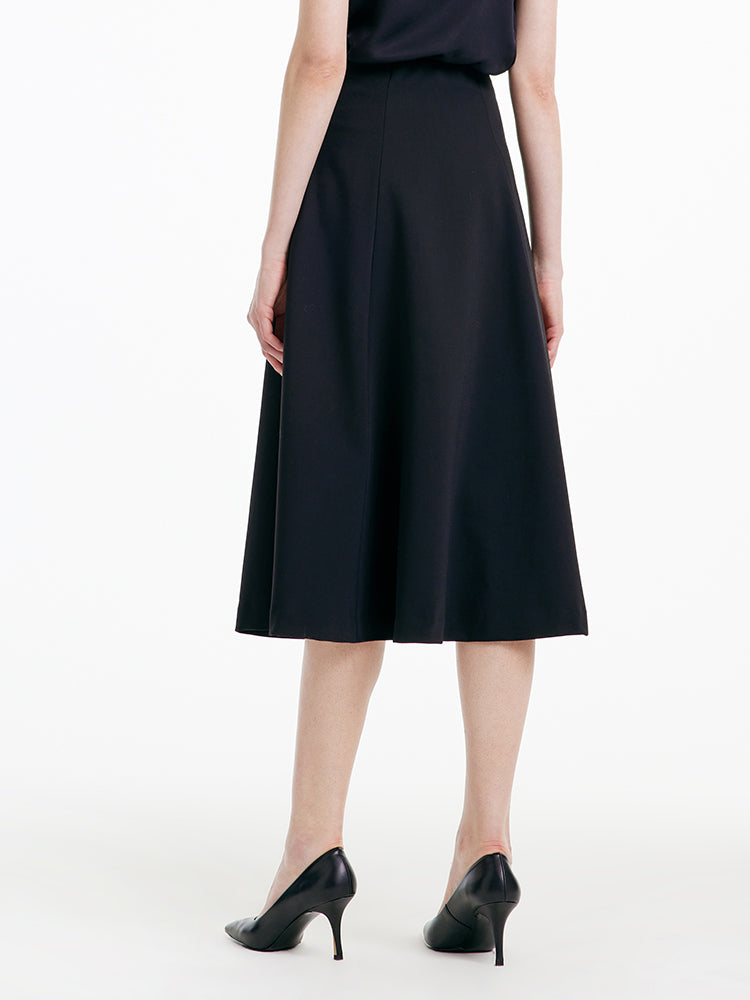 Black Worsted Wool Skirt GOELIA