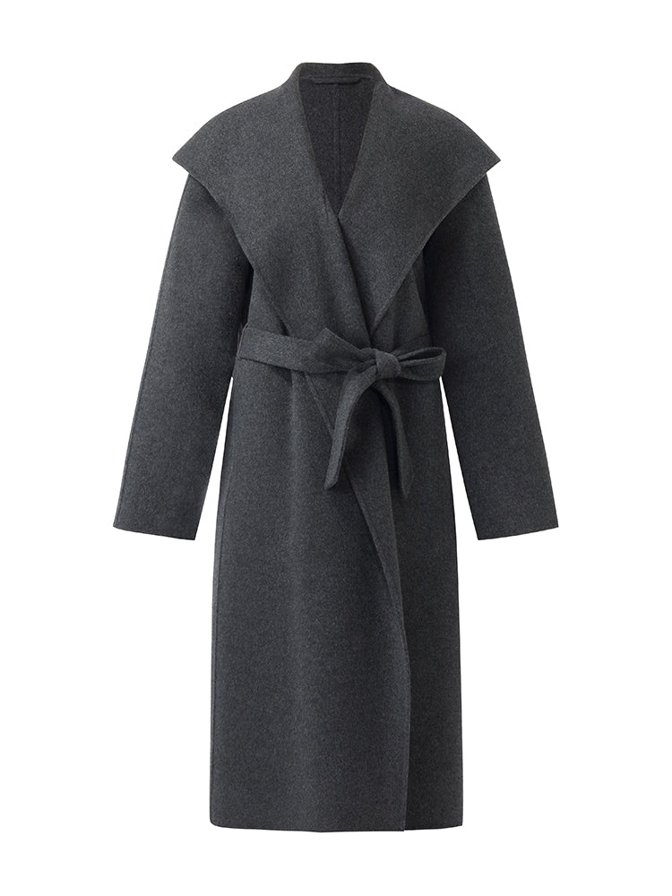 Wool Wide Lapel Women Overcoat GOELIA