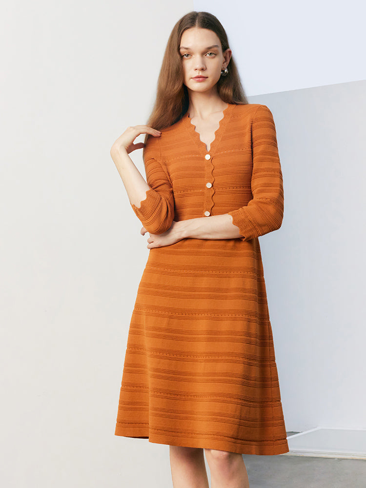 Tencel Woolen Knitted Midi Dress GOELIA