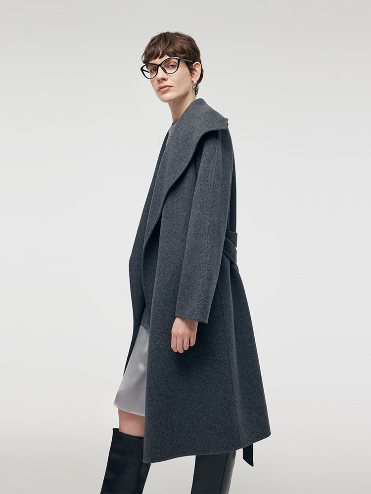 Wool Wide Lapel Women Overcoat GOELIA