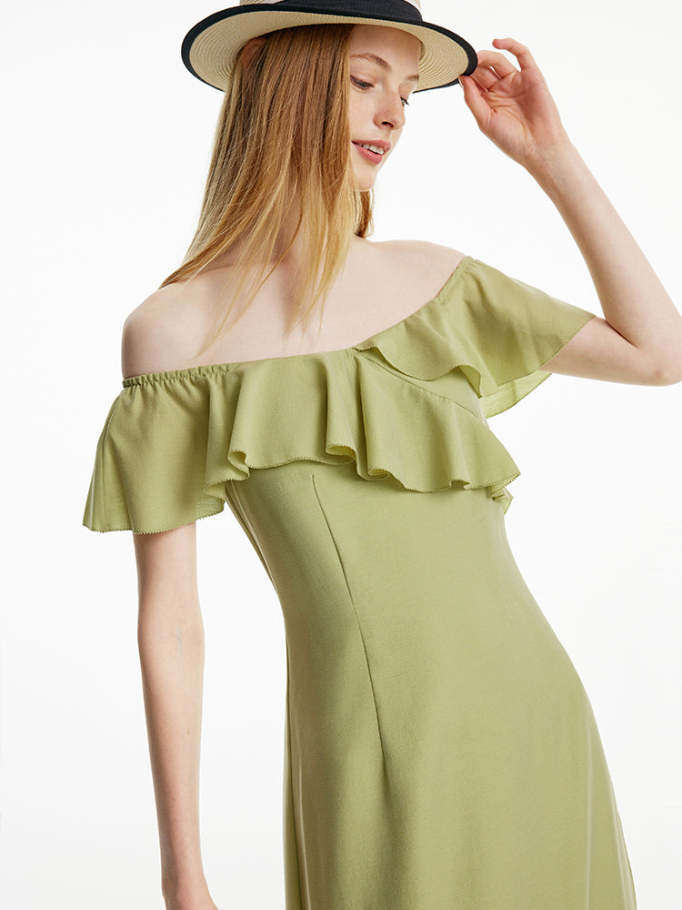 Matcha Green Ruffle Dress GOELIA