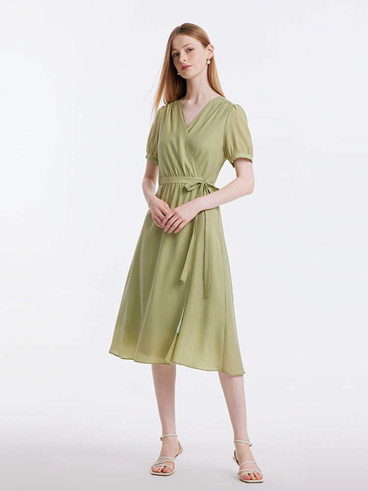 Diacetate Gathered Waist Dress GOELIA