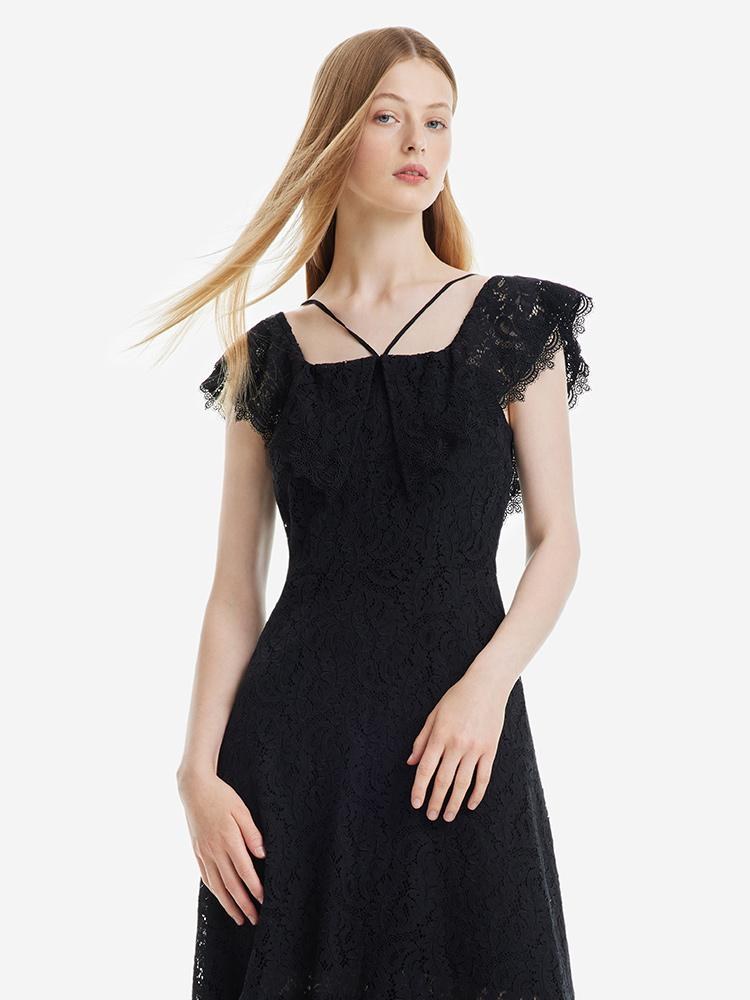 Hollow Lace Midi Dress GOELIA