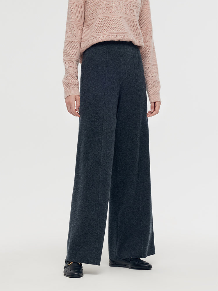 Machine Washable Wool Wide Leg Women Pants GOELIA