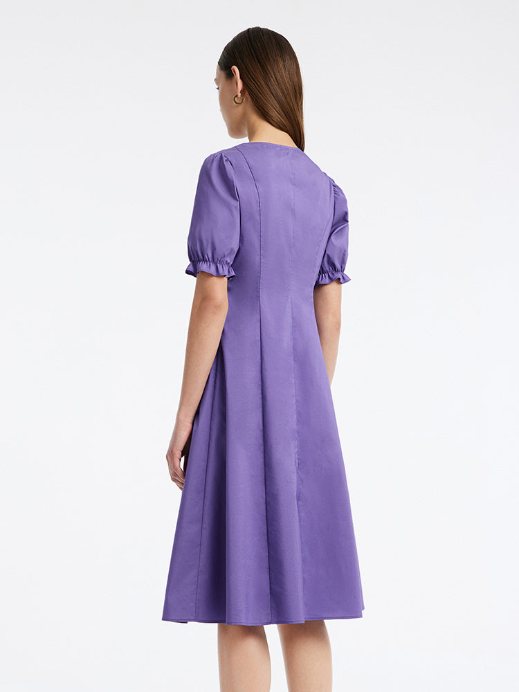 Gathered Waist Cotton Midi Dress GOELIA