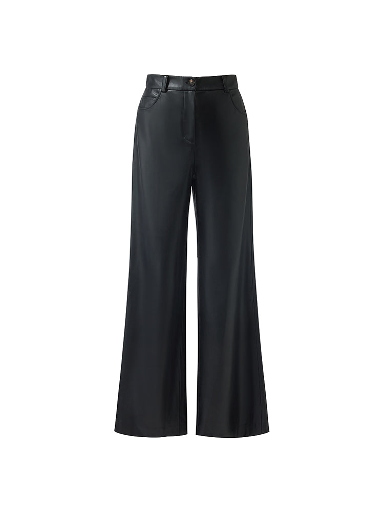 PU Leather Full Length Women Pants GOELIA