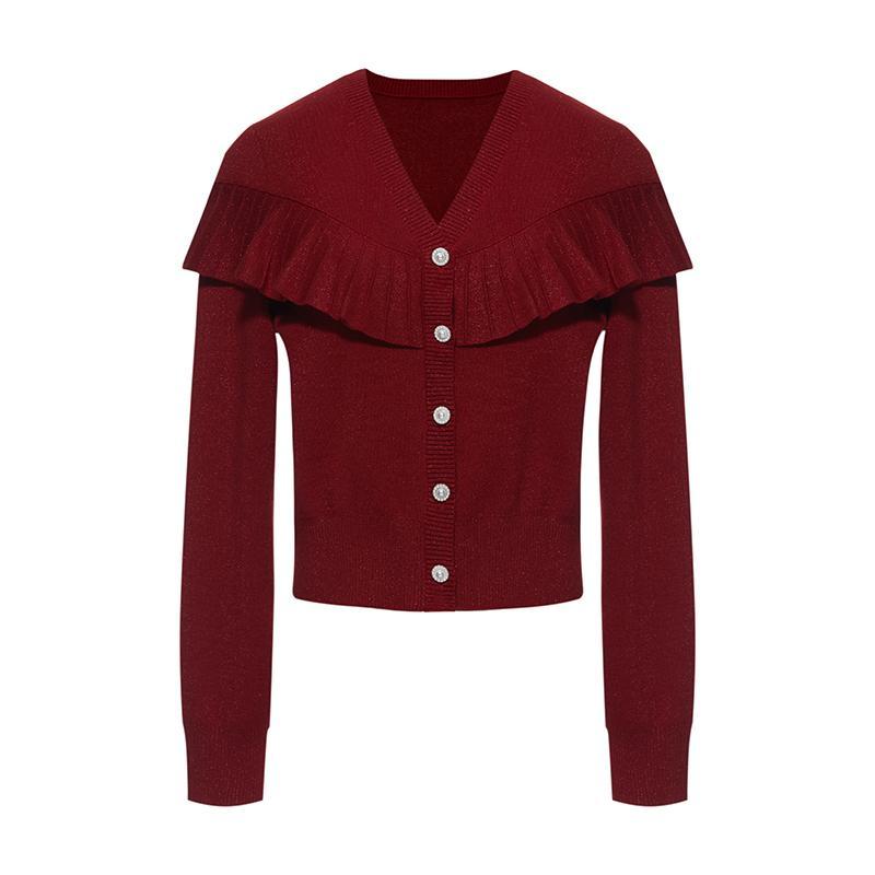 Tencel And Wool Ruffle Cardigan GOELIA