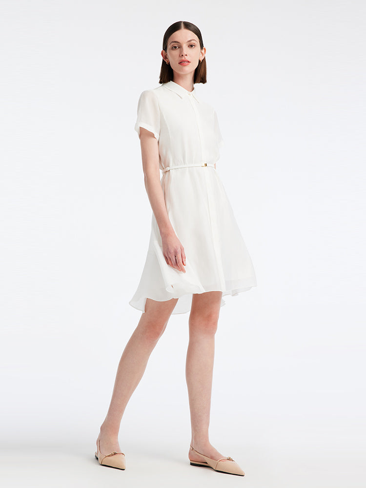 A-line Women Shirt Dress With Belt GOELIA