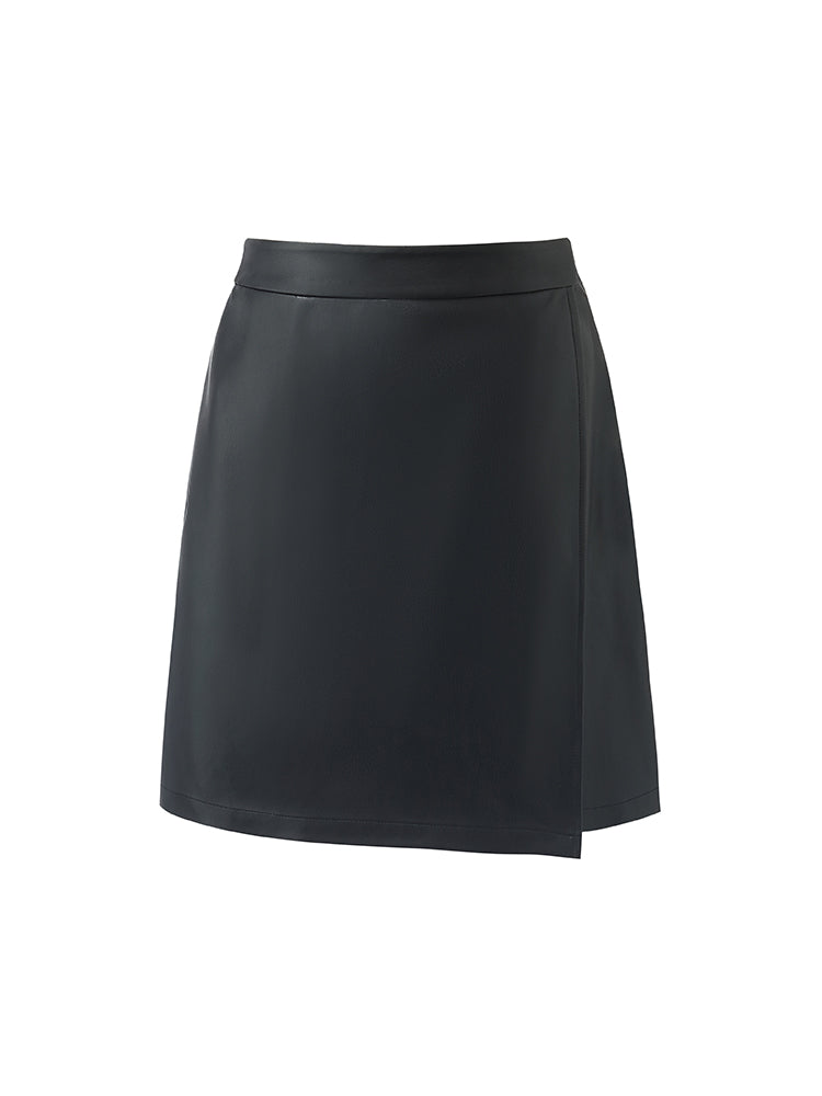 PU Leather A-Line Women Mini Skirt GOELIA