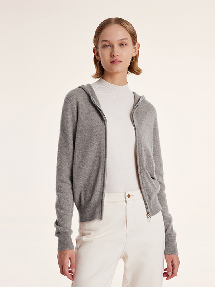 Cashmere Zip-Up Women Hoodie GOELIA