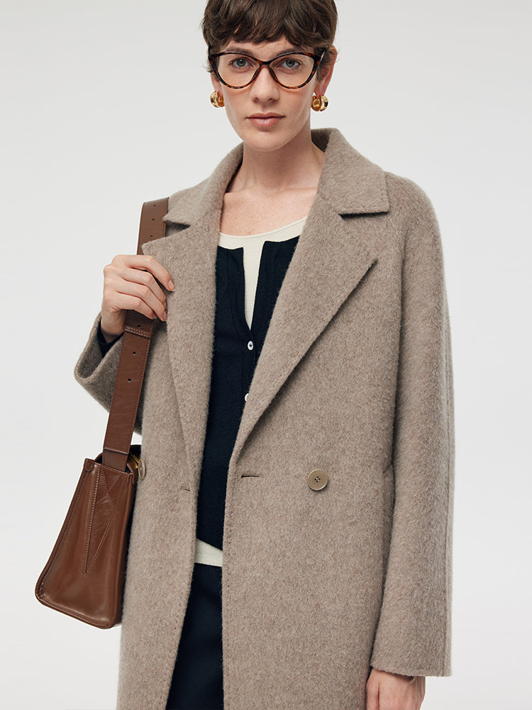 Wool Alpaca Lapel Women Coat GOELIA