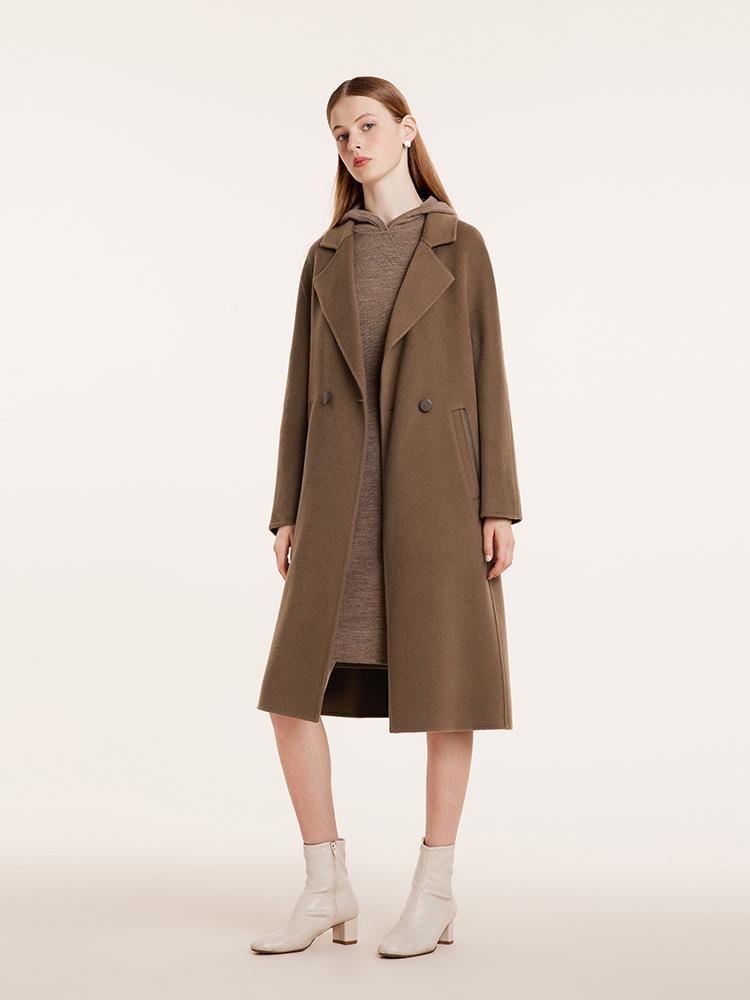 Coffee Tencel Wool Double-Faced Women Coat – GOELIA